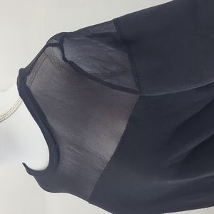 BOZZOLO Sexy Black Sheer Neckline & Long Sleeve Top Shirt